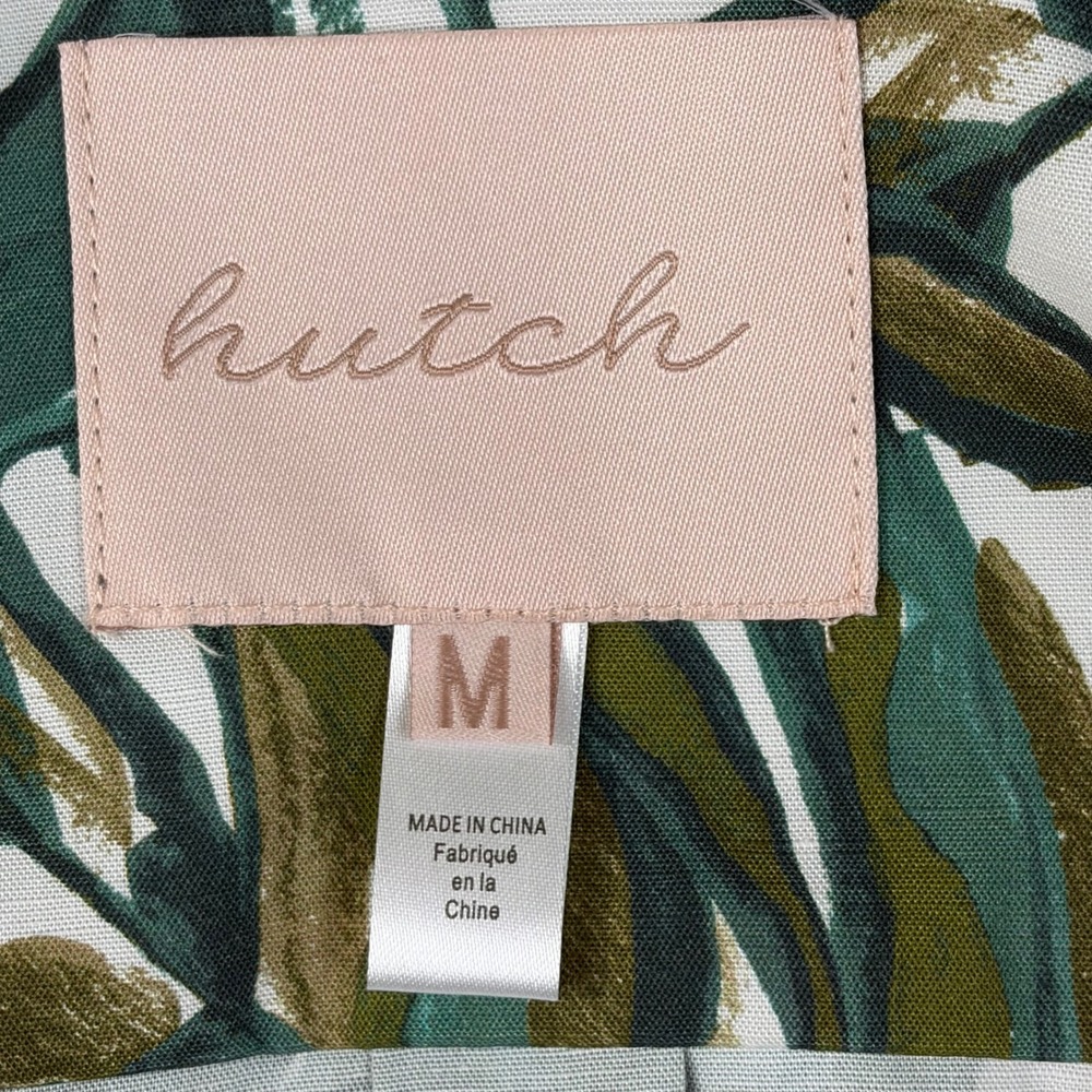 Anthropologie Hutch Tropical Monstera Leaf Cropped Utility Jacket Tencel Linen M - Picture 2 of 8